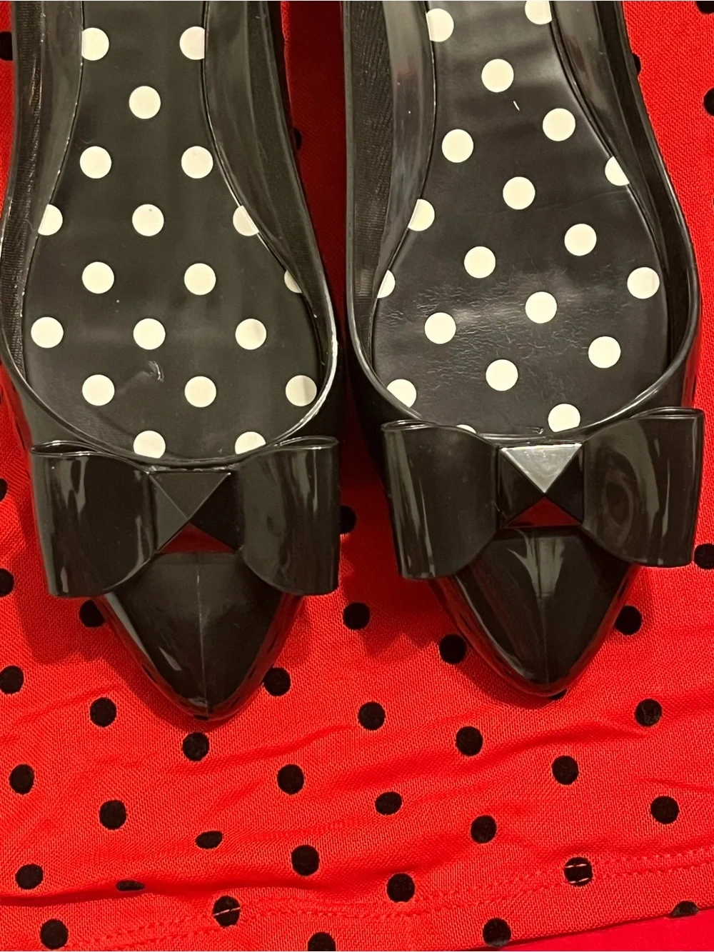 NWOB kate spade Jackson Jelly Ballerina D’Orsay Black Pointed Bow Flats